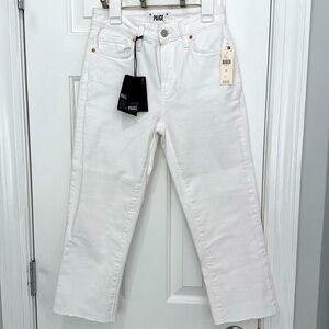PAIGE WOMENS CINDY WHITE NOISE HIGH RISE STRAIGHT ANKLE JEANS SIZE 25 BNWT